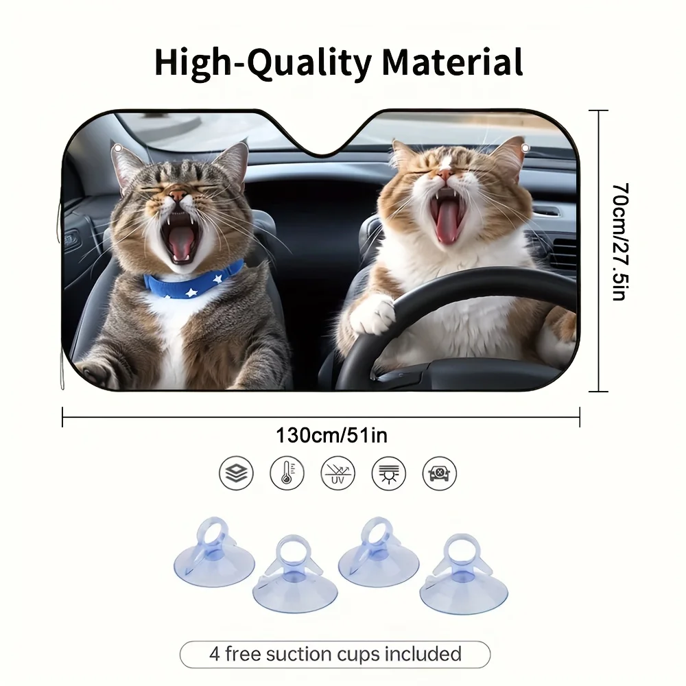 1pc Cat-Themed Sun Visor For Cars, Designed To Maintain A Pleasant And Cool Environment Inside The Vehicle During Everyday Trave