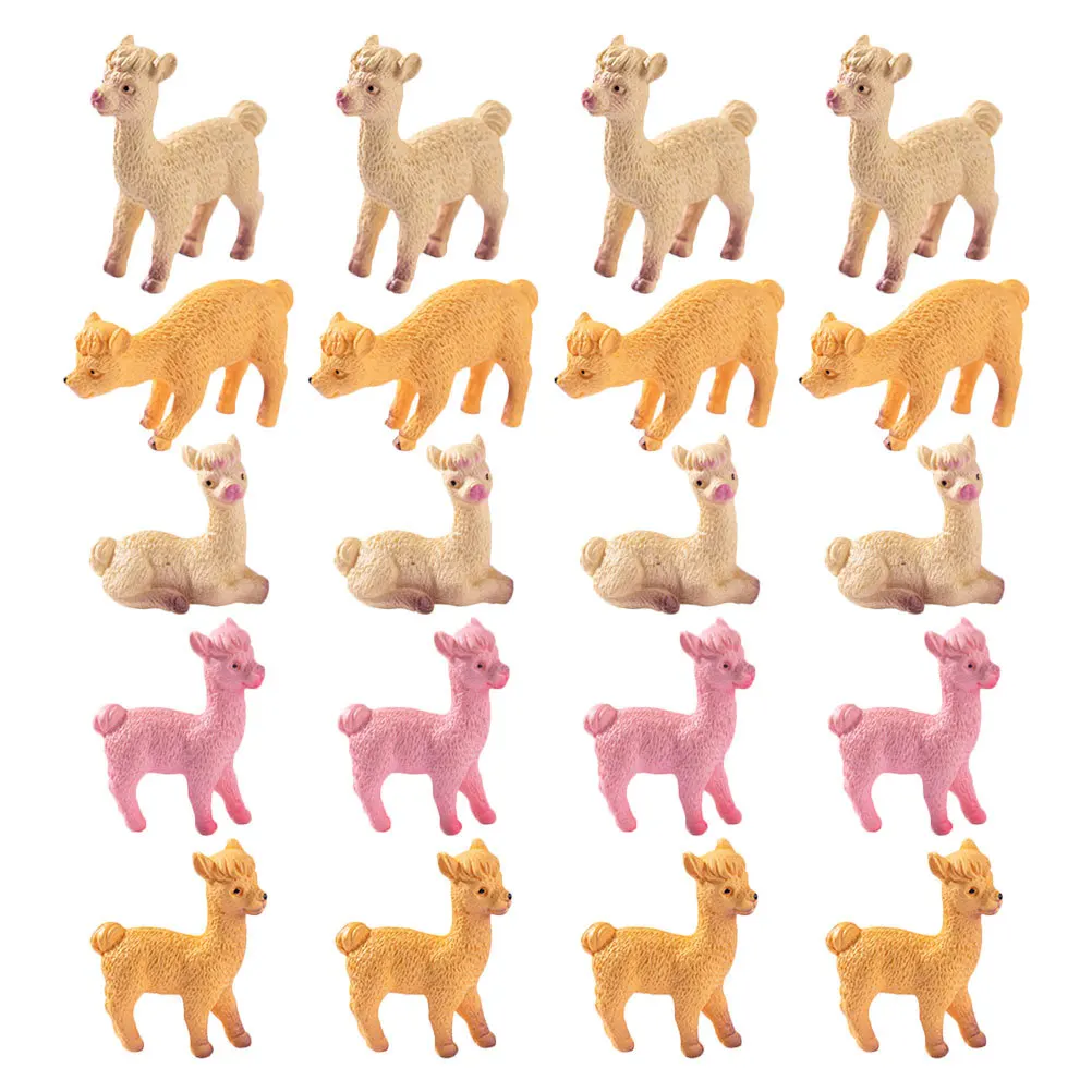 

20 шт., мини-пейзажные статуи альпаки из смолы, реалистичные скульптуры маленьких животных для сада, настольного декора для аквариума, фигурка альпаки