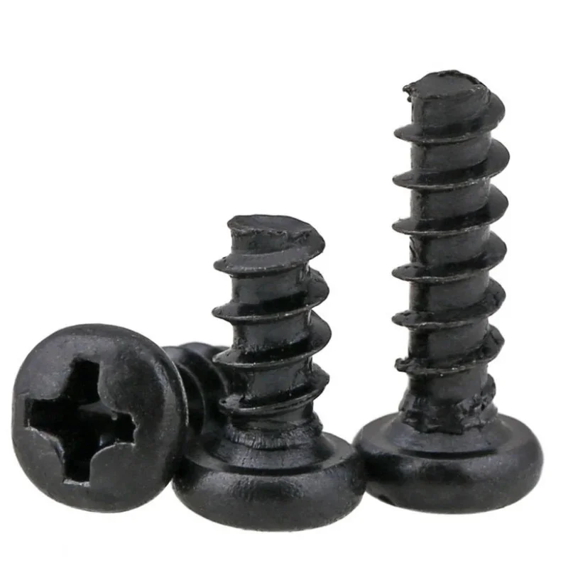Pan Head Black Electronic Micro Screws Phillips Self-tapping Screw500/ 200/ 100pcs  M1 M1.2 M1.4 M1.5 M1.6 M1.7 M2 M2.3 M2.6