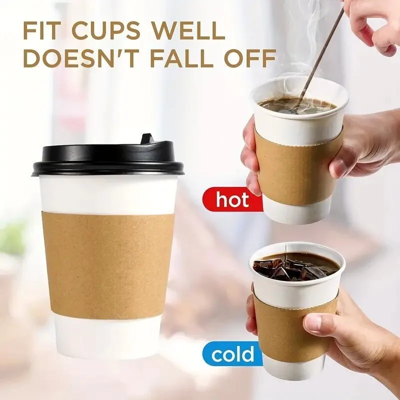 50/100PCS Brown Coffee Cup Covers Disposable Cup Covers Kraft Paper Insulation Rack Hot Cold Drink Coffee Tea Party Products