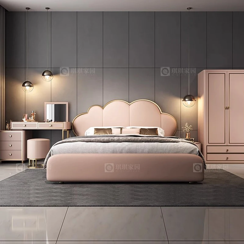تصميم النوم سرير تدليك غرفة نوم مزدوجة فاخرة سرير كلب بشري أوروبي بسيط الأميرة Letto Matrimoniale أثاث الفندق