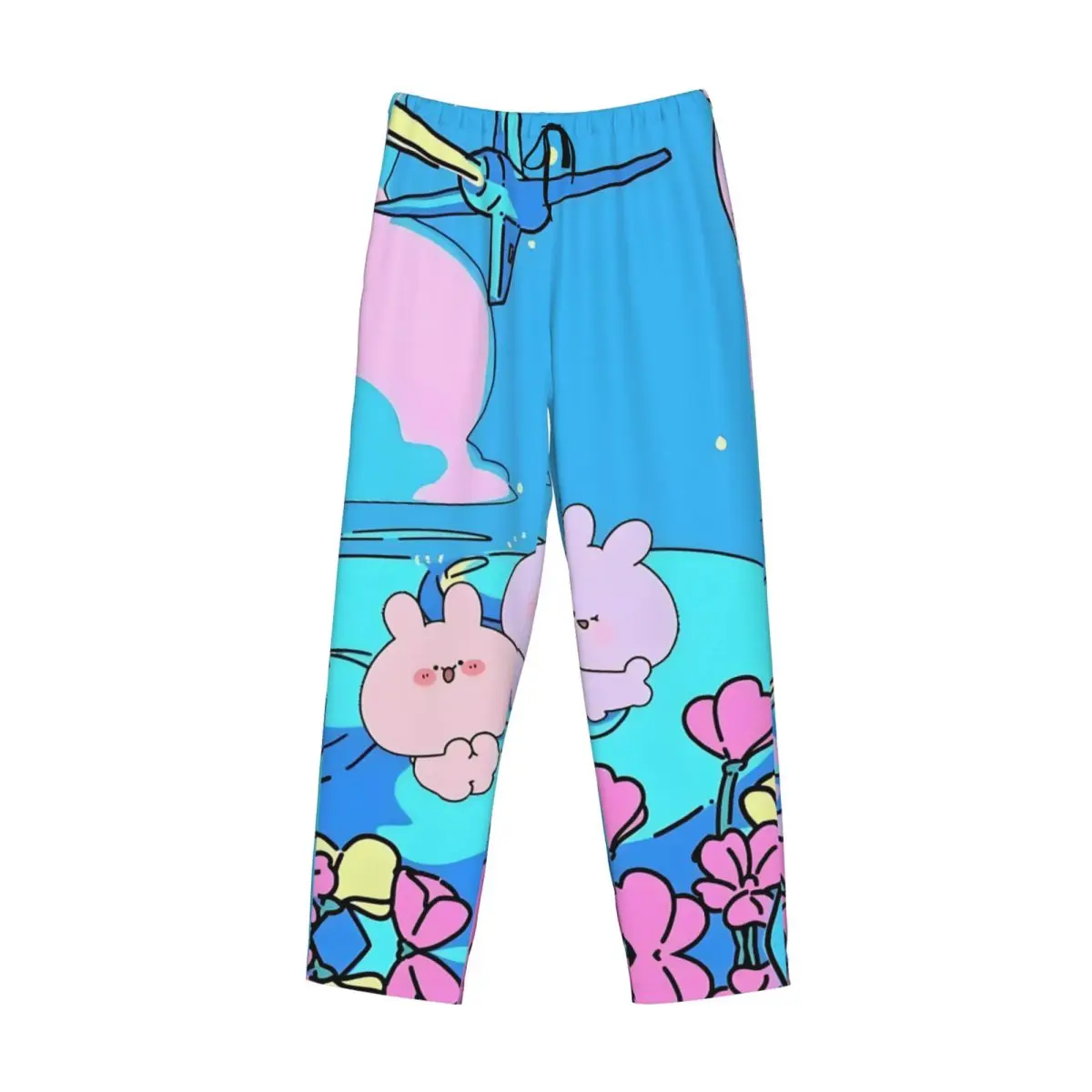 Custom Cartoon A-Asamimichans Cute Pajama Pants Sleepwear Men Elastic Waistband Sleep Lounge Bottoms with Pockets view 3