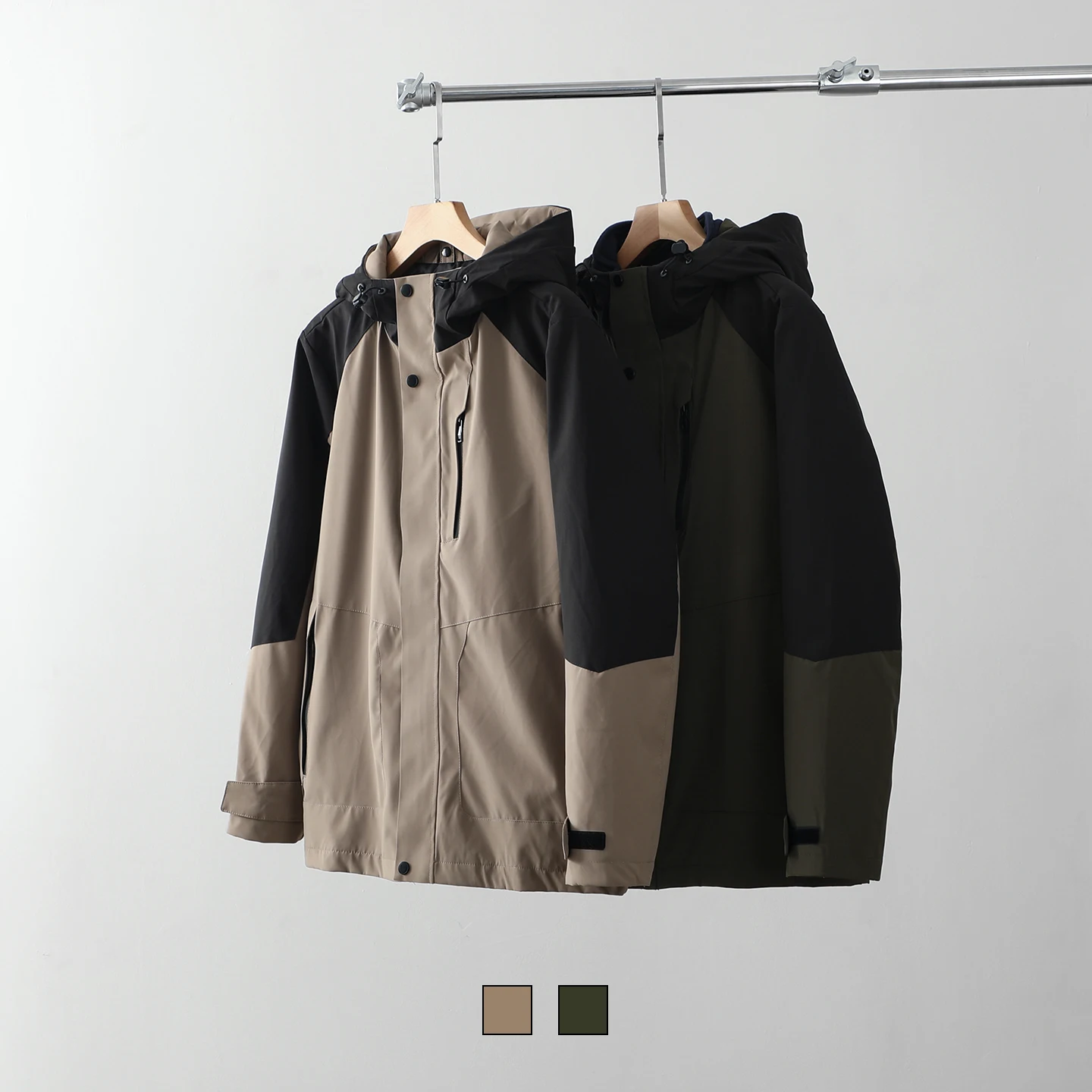 

Tee-in-One Fce Lined Hooded Men's Jaet Outdoor Windproof Waterproof Loose Fit Winter Coat Polyester Fiber Long Sve ...