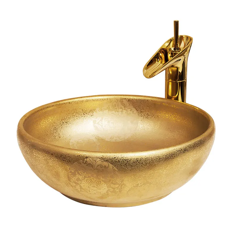 

Metal Glaze Gold-Plated Ceramic Table Basin Wash Basin