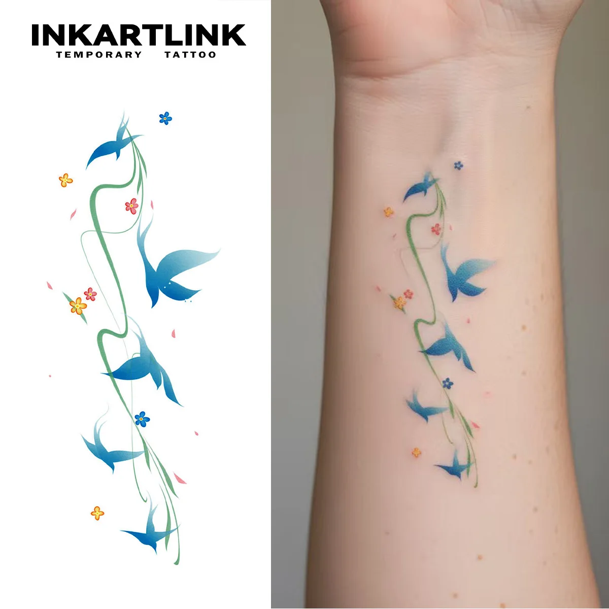 INKARTLINK Temporary Tattoo Stickers Waterproof Color Printing Flower Design Temporary Tattoo Party Supplies DIY Stickers