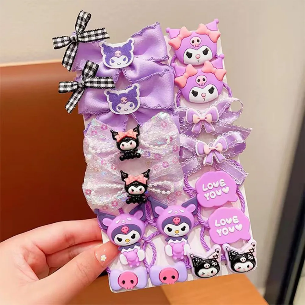 16pcs Kawaii Sanrio Cute Cartoon My Melody Hello Kitty Schoolgirl Bow Hair Tie Rubber Band Decoration Holiday Gifts for Girls