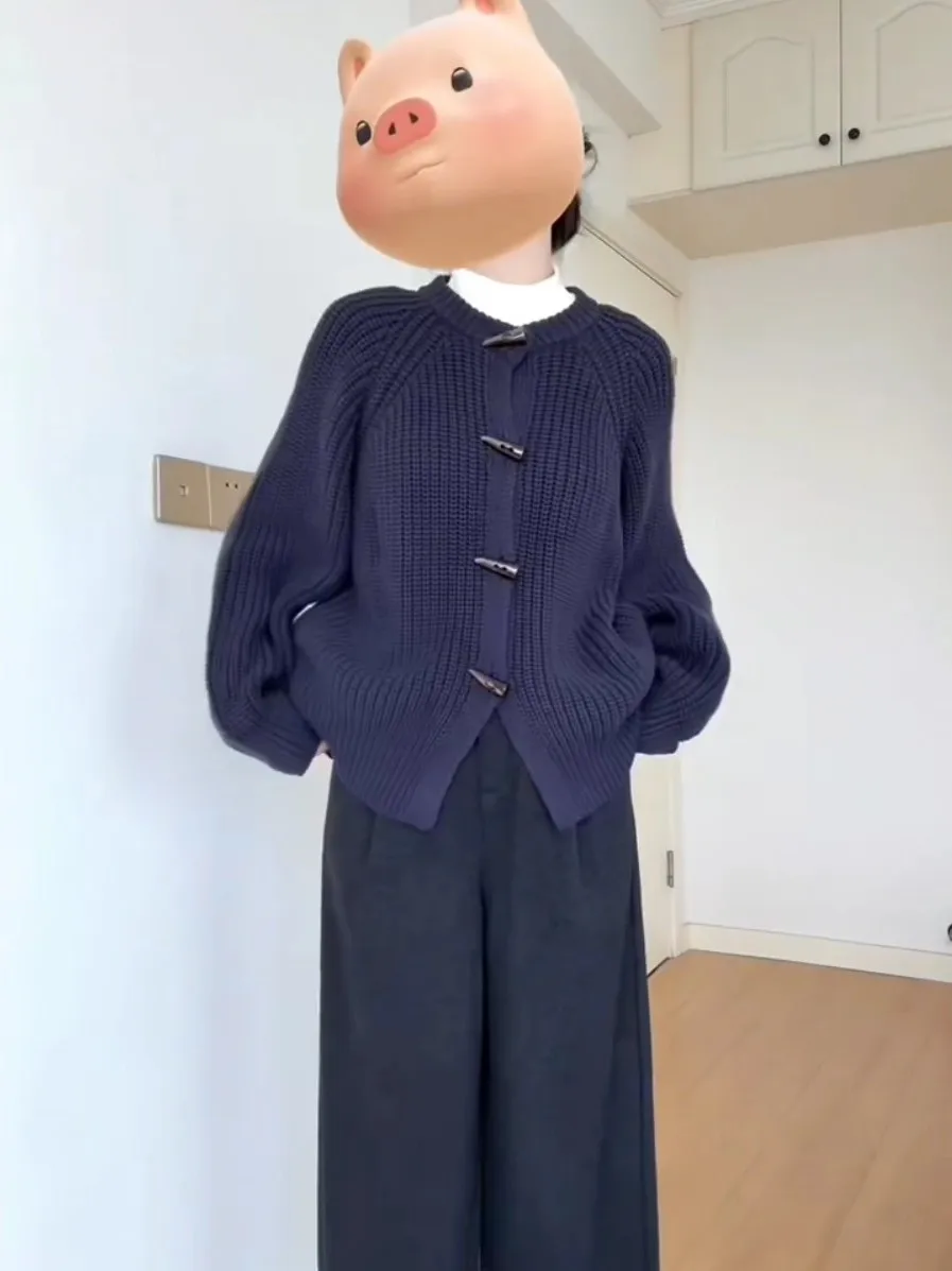 

Женский вязаный открытый кардиган, свитер Sli, осенне-зимняя верхняя одежда, свободный крой, длинный свеч, теплые детали на пуговицах