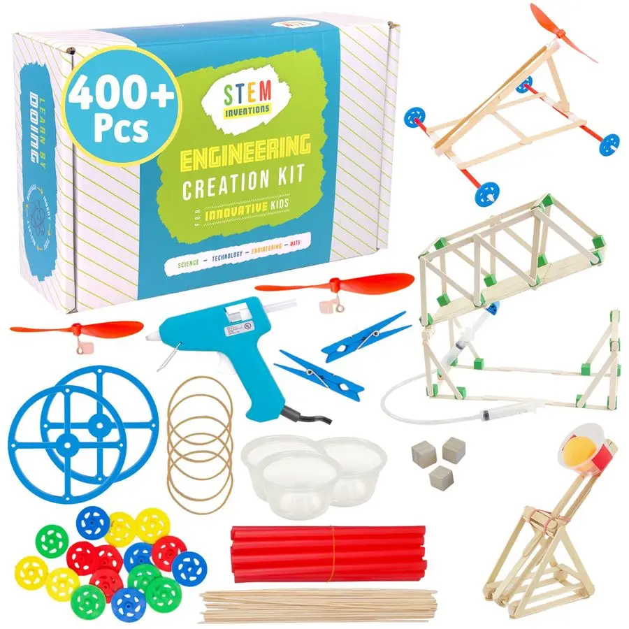 

Набор для рукоделия 25 имен для инженерных проектов. Набор для изобретения с более 400 шт. крафт-дерева, пропеллеров, колес, горячим клеем, гидравликой.