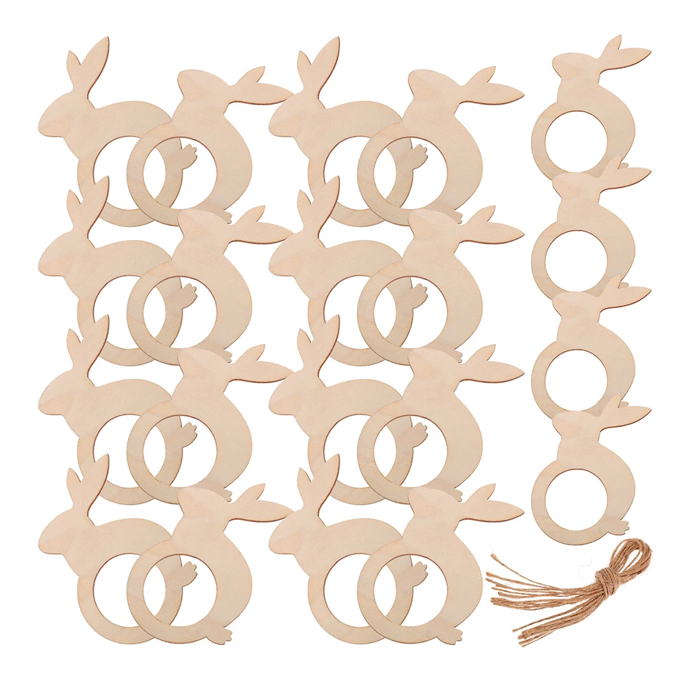 

30Pcs DIY Easter Napkin Buckles Wooden Bunny Shape for Dining Table Party Wedding Festival Napkin Rings Decoration