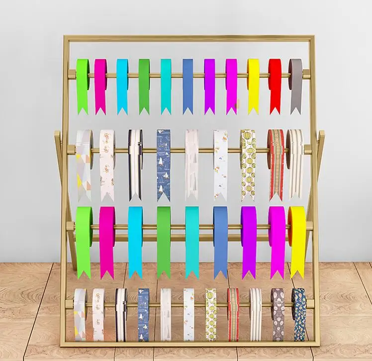 

Flower shop ribbon shelf ribbon ribbon display storage shelf creative wrapping paper shelf multi-layer silk towel shelf