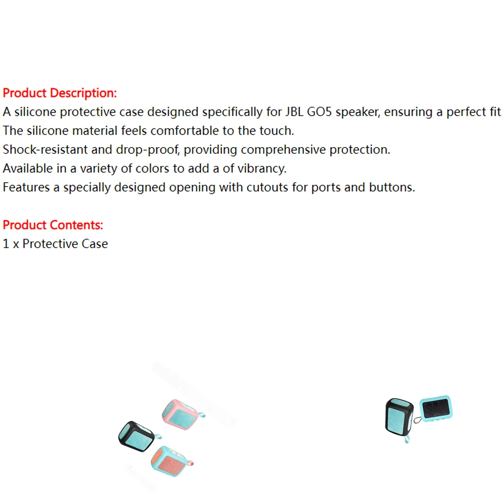 

Silicone Case for JBL GO 5 Portable Speaker, Soft Skin Sleeve Travel Shell Carrying Case Shockproof Silicone Protective Cover
