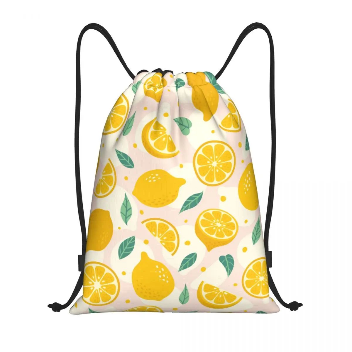 

Summer Tropical Fruit Lemon Pattern Drawstring Bags Women Men Foldable Gym Sports Sackpack Shopping Storage Backpacks