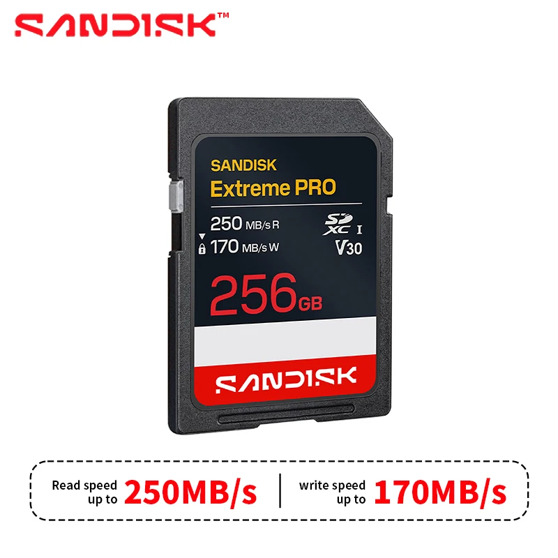 SanDisk Extreme Pro SD Card UHS-I V30 U3 64GB 128GB 256GB 512GB High Speed 250MB/s 4K Video Memory Card For Camera Camcorder
