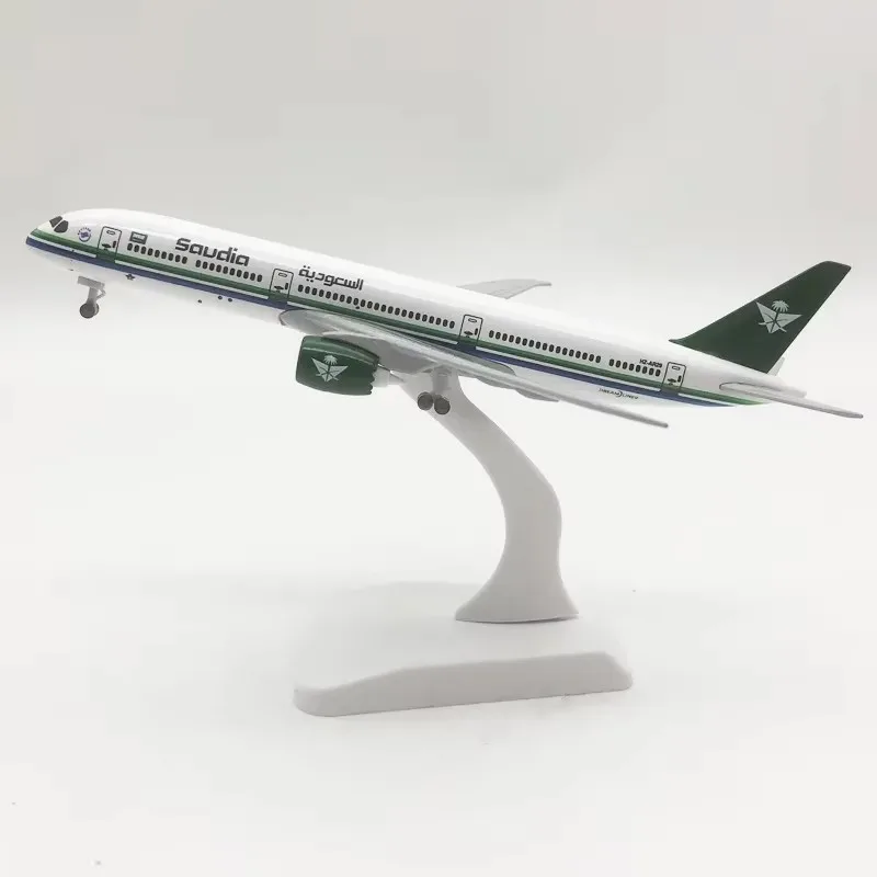 20cm Alloy Metal B787 Saudi Arabian AIR Boeing 787 Die-cast Airplane Model with Wheel Stand Collectible Display Model