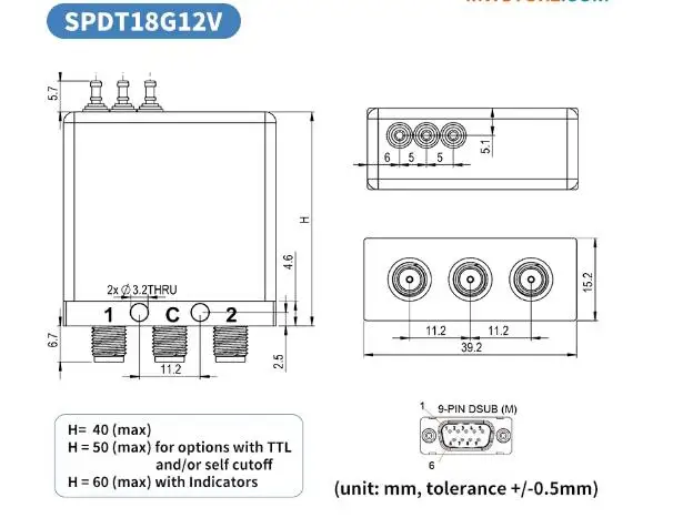 SPDT RF coaxial switch SMA female single pole double throw mechanical switch relay 12V/24V DC-18GHz