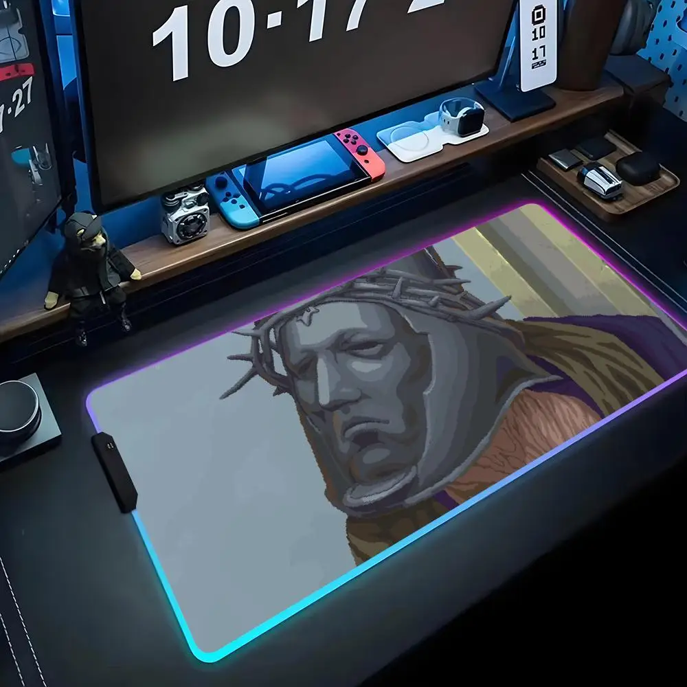 

Blasphemous Коврик для мыши RGB Игровой коврик для мыши Большой светодиодный коврик для ПК Настольный коврик Светящийся коврик для мыши Большие коврики для клавиатуры Настольный коврик с подсветкой