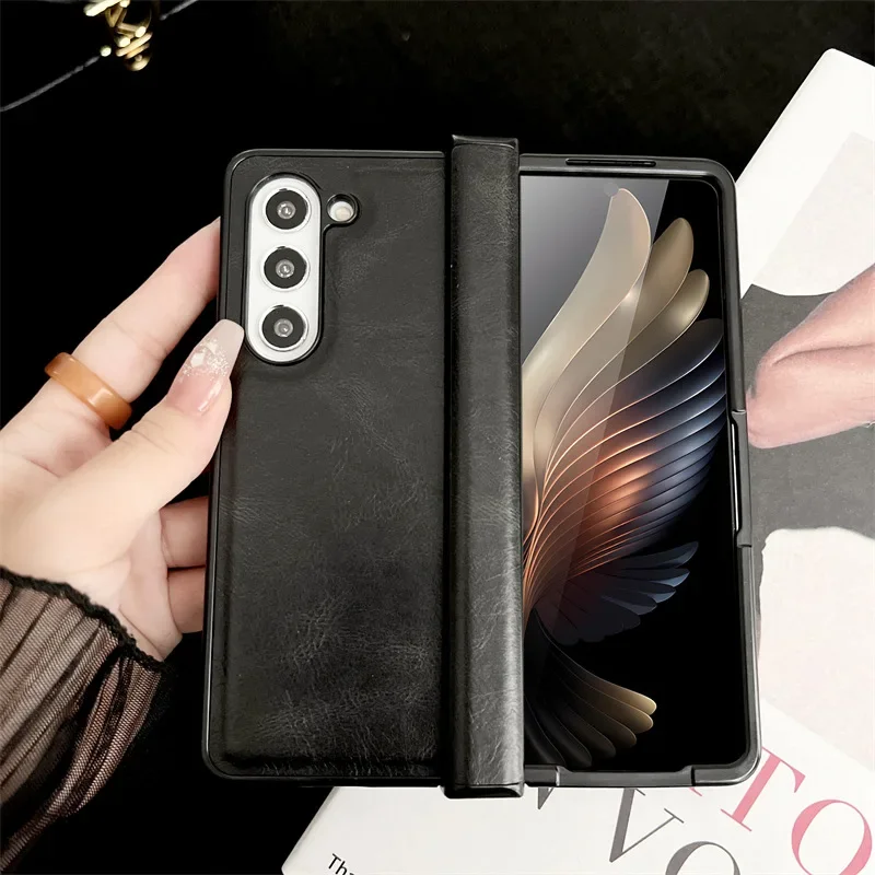 Per Samsung Galaxy Z Fold 6 5 4 3 Custodia di lusso in morbida pelle opaca pieghevole Hingle protezione antiurto copertura posteriore accessorio del