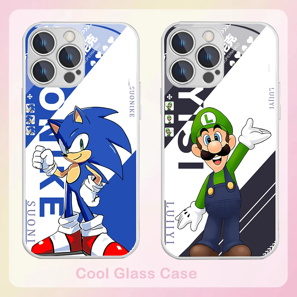 Cartoon S-Sonics Metallic-Color Phone Case For Samsung A 03 04 12 14 21 22 23 24 30 32 33 34 51 52 53 54 71 72 73 5G Glass Hard