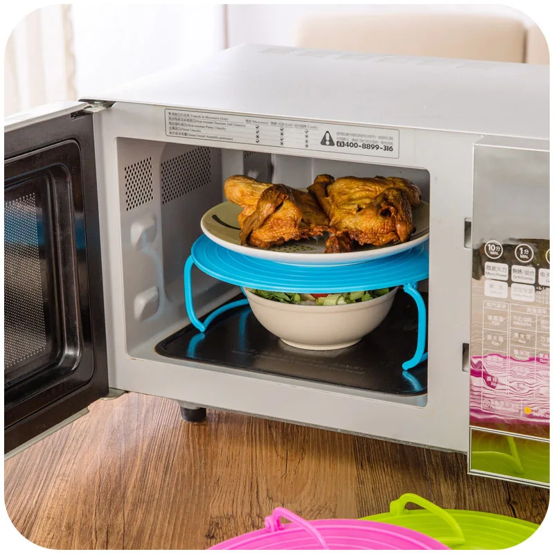 Rack Microwave Steamer Tray Steaming Oven Plate Stand Steam Cooking Shelf Mircrowave Stacker Layered Round Pot Basket