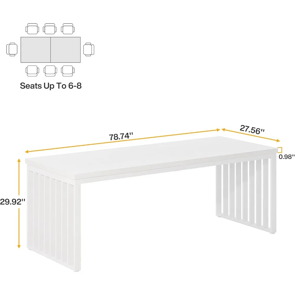 78.74" Extra Long Computer Desk 2 Person Desk, Double Long Table with Heavy Duty Metal Frame, Double Workstation Study Table fo