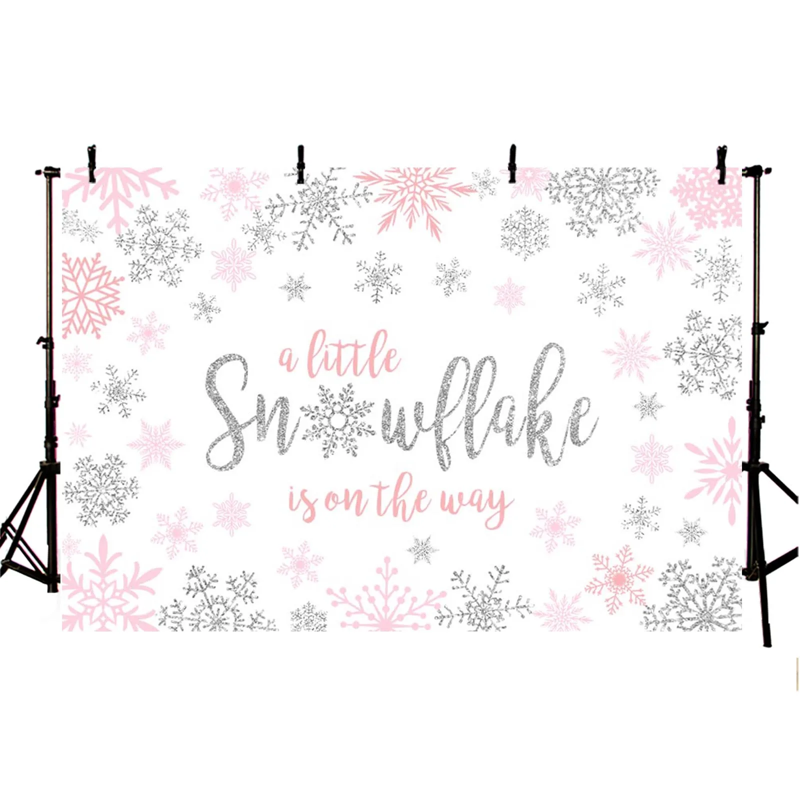 Winter Snowflake Boy or Girl Baby Shower Backdrop Watercolor Photography Background Maternity Portrait Photozone Party Decor