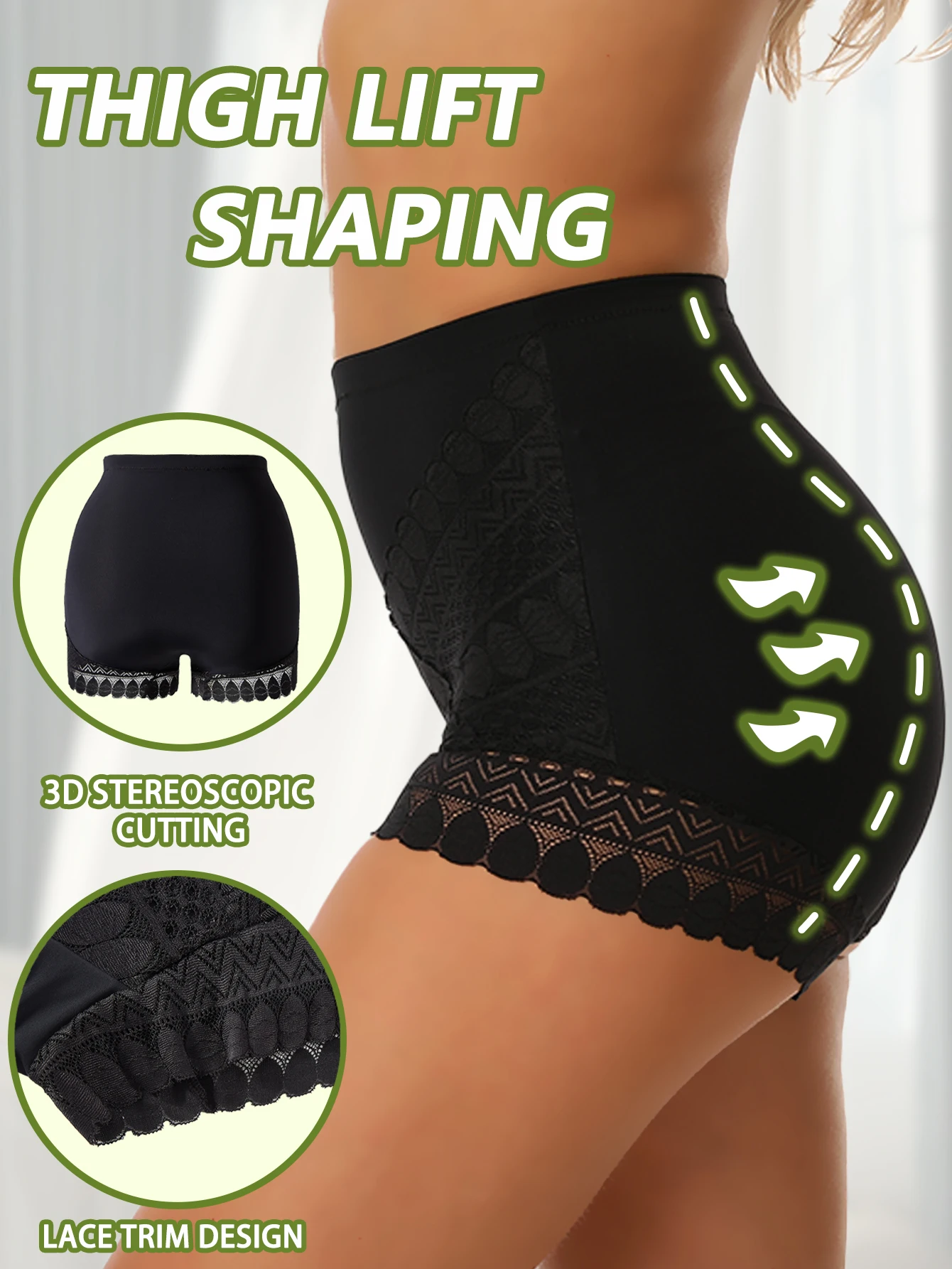 High Waist Lace Flat Belly Shorts Women's Slimming Briefs Strong Abdomen Shaping Briefs Women's Hip Lifting Pants
