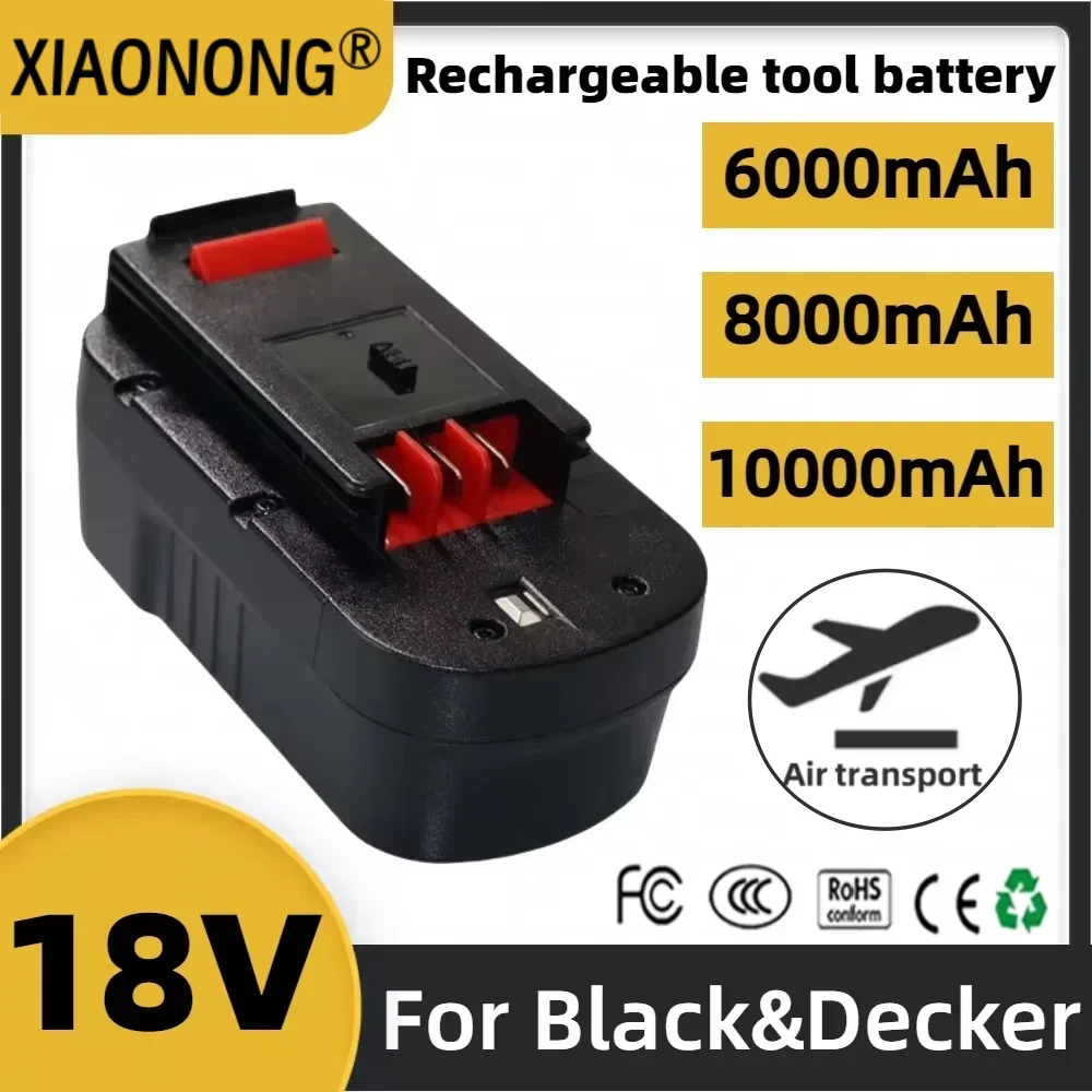 18v 6.0/8.0/10.0ah Rechargeable Tools Battery For Black& Decker Hpb18 Fs180 A1718 A18NH BD18PSK EPC18 HP188F2B KC1800Sk Fs1800