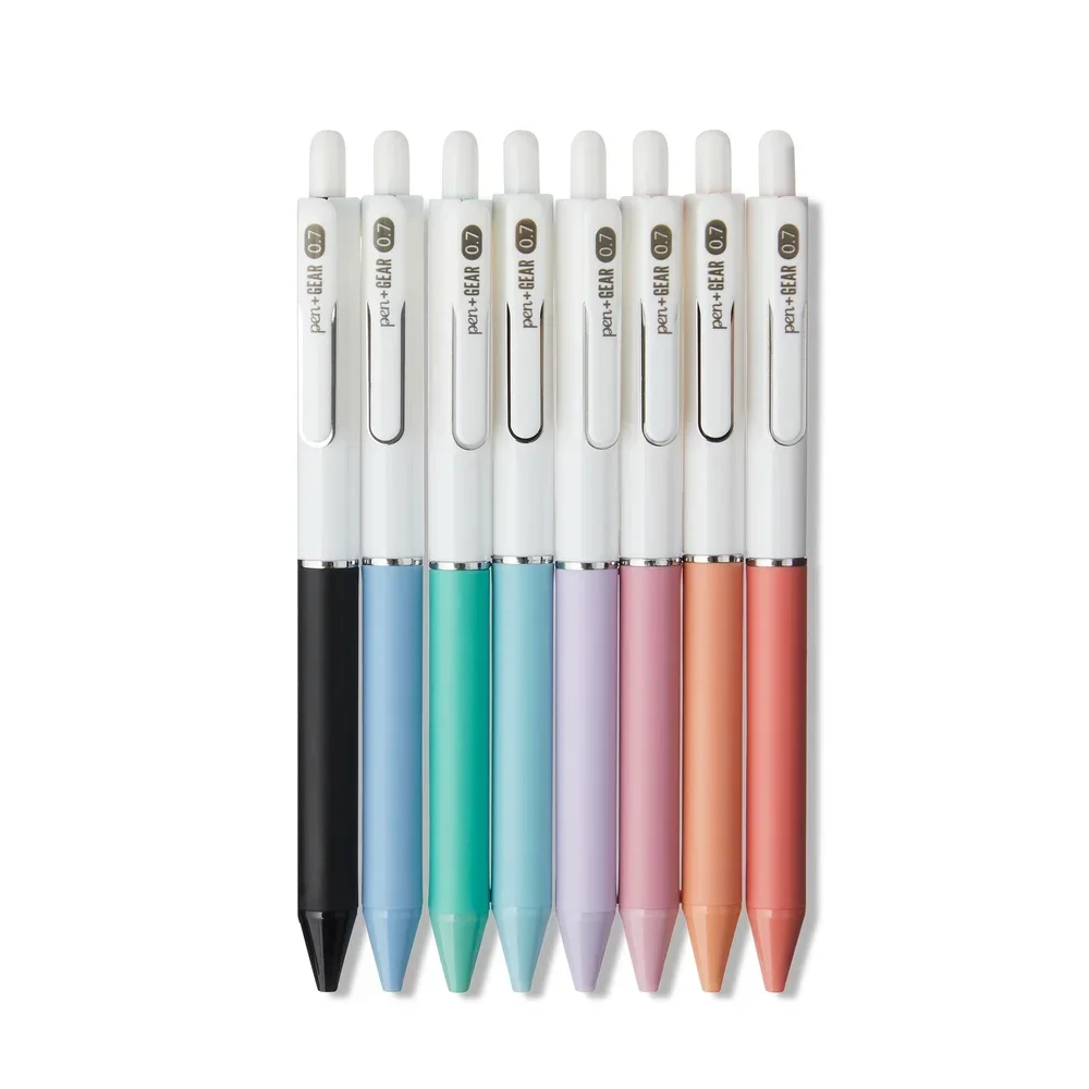 Retractable Gel Ink Pens 0.7mm Medium Point Fast Dry Non Smear Comfortable Grip 8 Colors for Writing Drawing