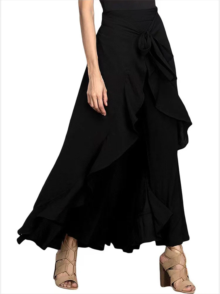 Женские брюки, широкие брюки с высокой талией больших размеров, брюки с высокой талией, шифоновые брюки, осенний новый стиль