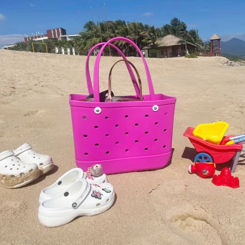 Solid Color Waterproof Beach Bag Portable Handbag For Outdoor Sports Portable Travel Boat Swimming Pool School Sports Tote Bag