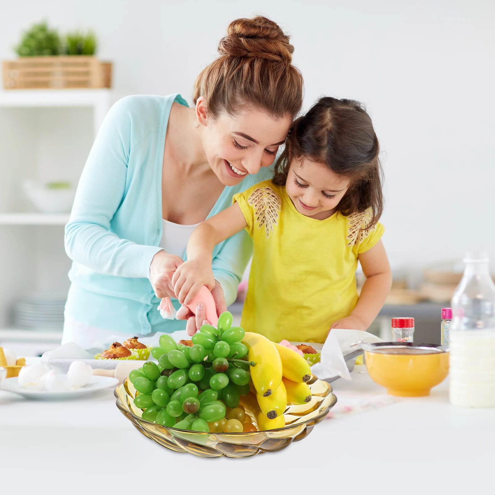 

Fruit Platter Snack Storage Plate Container Yellow Serving Tray Compact Size Portable Outdoor Picnic Fruit Display Kitchen