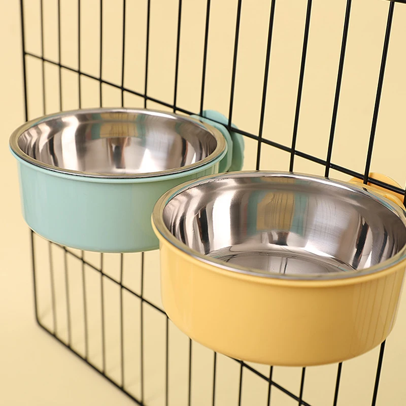 1PC Anti-Tipping Fixed Hanging Dog Bowl Dog Cage Stainless Steel Drinking Bowl Pet Bowl Pet Supplies
