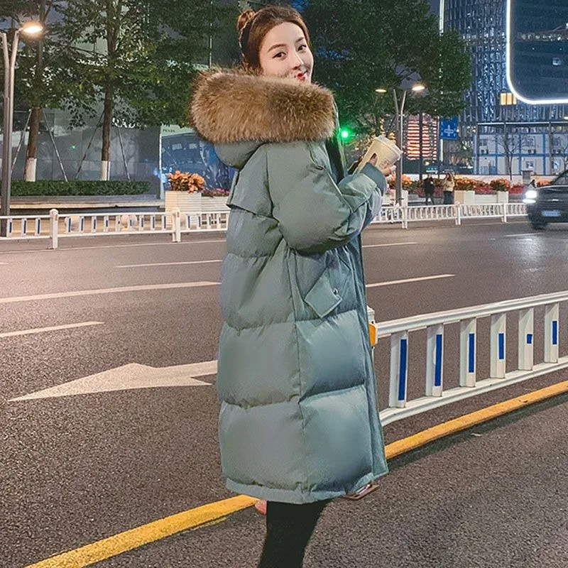 Women's Cotton Coat Winter Warm Mid-length Parkas Plus Size Cotton Jacket Korean Loose Fit Bread Coat Outerwear