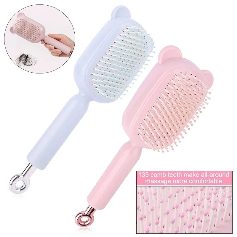 Retractable Air Cushion Massage Comb Brush Anti Static Self Cleaning Hair Combs Detangling Hair Clean Brush With One-Pull Design