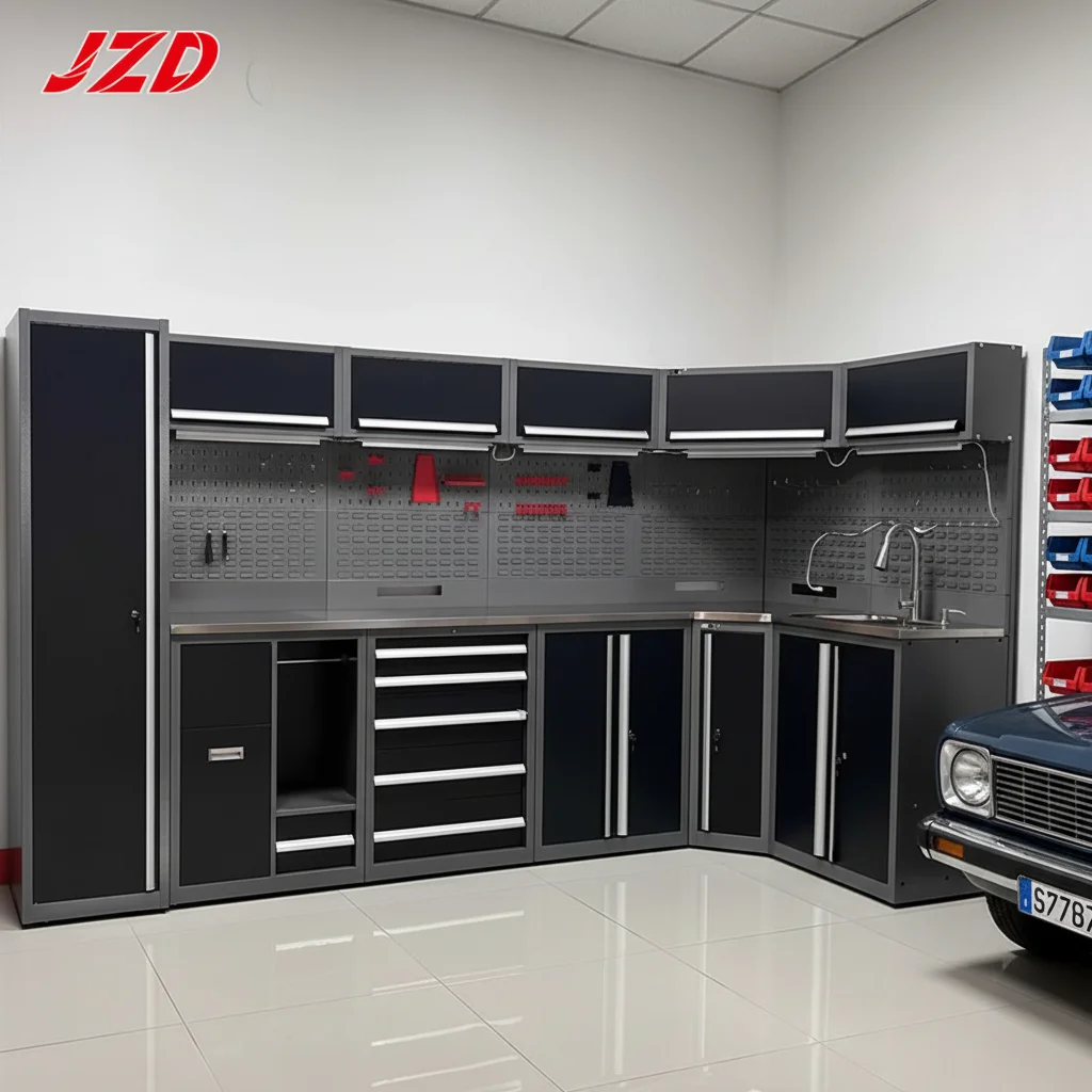 Car Workshop Tools And Equipment - ตู้เก็บเครื่องมือ JZD สำหรับมุมห้อง รถเข็นเครื่องมือขนาดใหญ่ อุปกรณ์และเครื่องมือสำหรับอู่ซ่อมรถและโรงรถ