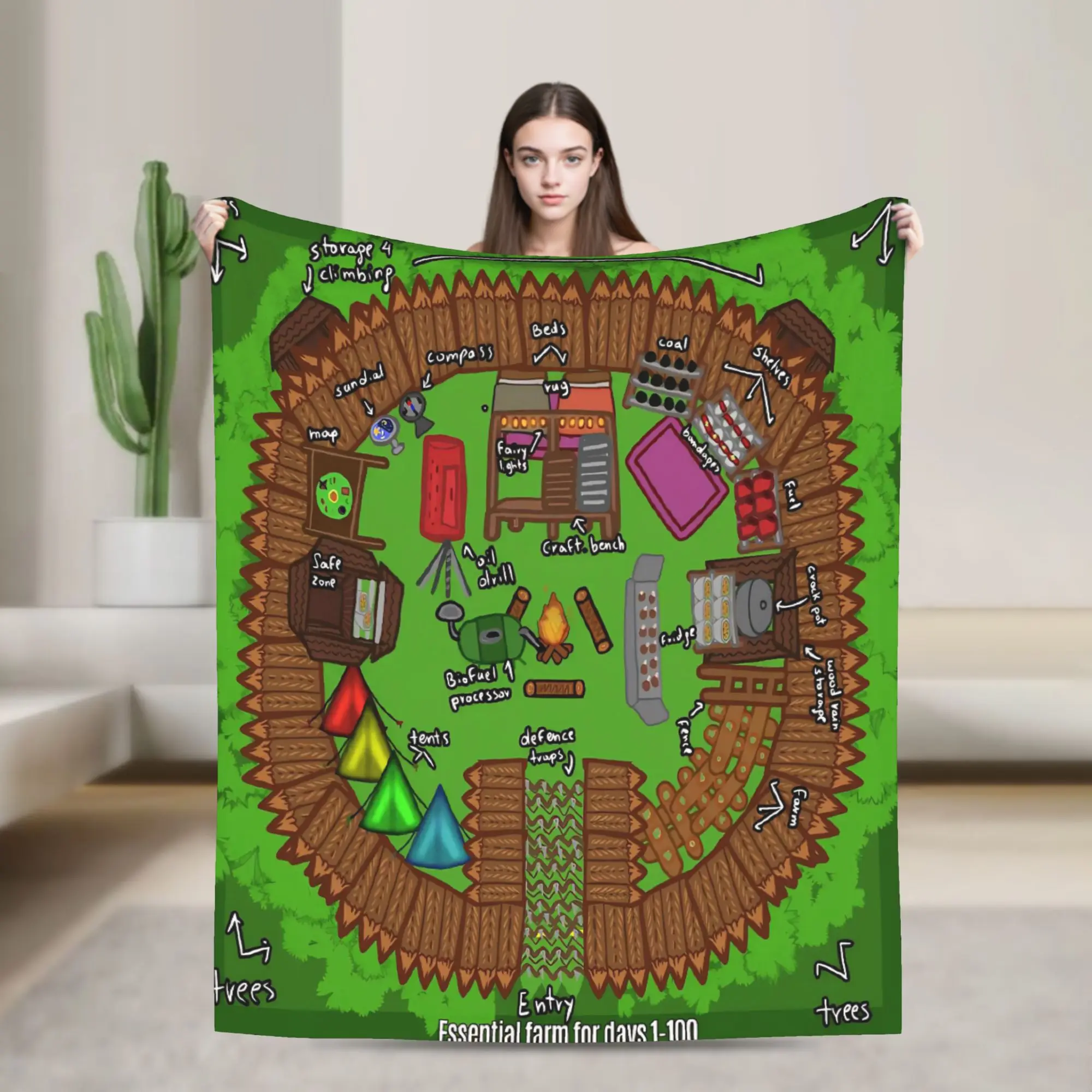 Build a Camp 99 Nights in the Forest Fleece Blankets Vintage Throw Blanket for Home 150*125cm Bedspreads