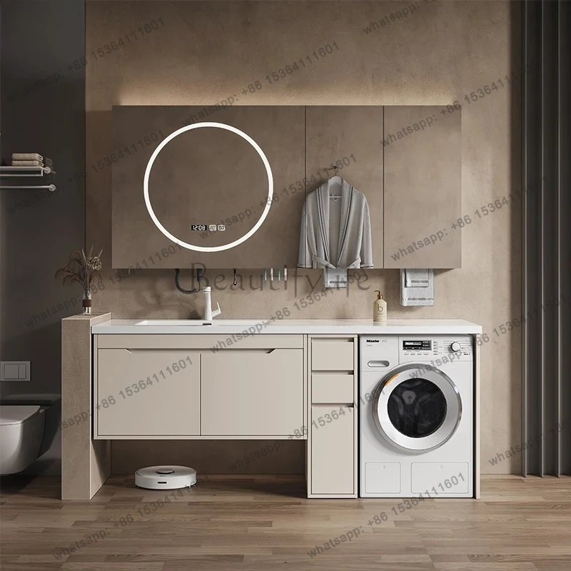 

Corian integrated basin fashion light luxury washing machine cabinet washbasin combination