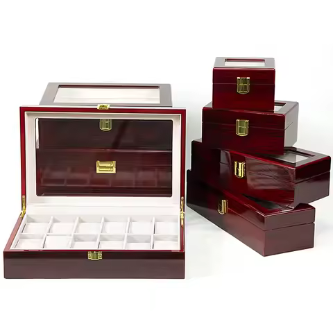 DELESYS Protection de l'environnement boîte de montre en bois 1/2/3/5/6/10/12 fentes montre boîte-cadeau montre stockage étui de voyage organisateur pour hommes