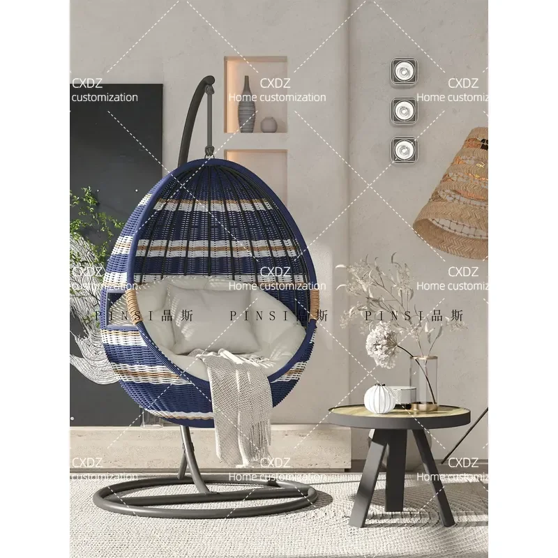 Rattan Hanging Swing Chair Balcony Rocking Recliner Indoor Outdoor Wicker Basket Cradle Seat for Home Garden Patio Relaxation