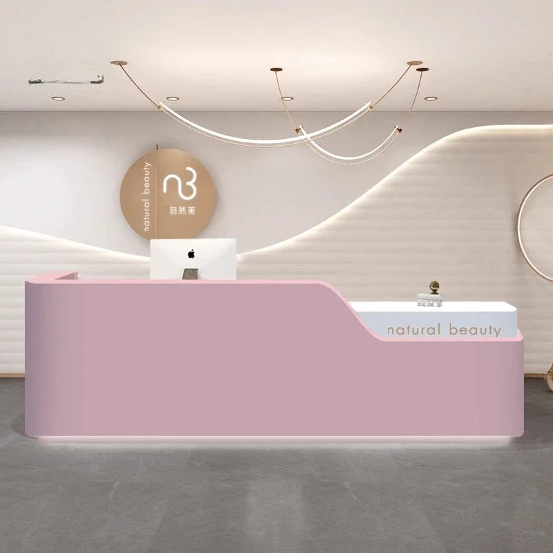 Beauty salon Dental clinic Company front desk Reception desk Modern simple women's clothing store checkout page Bar curved