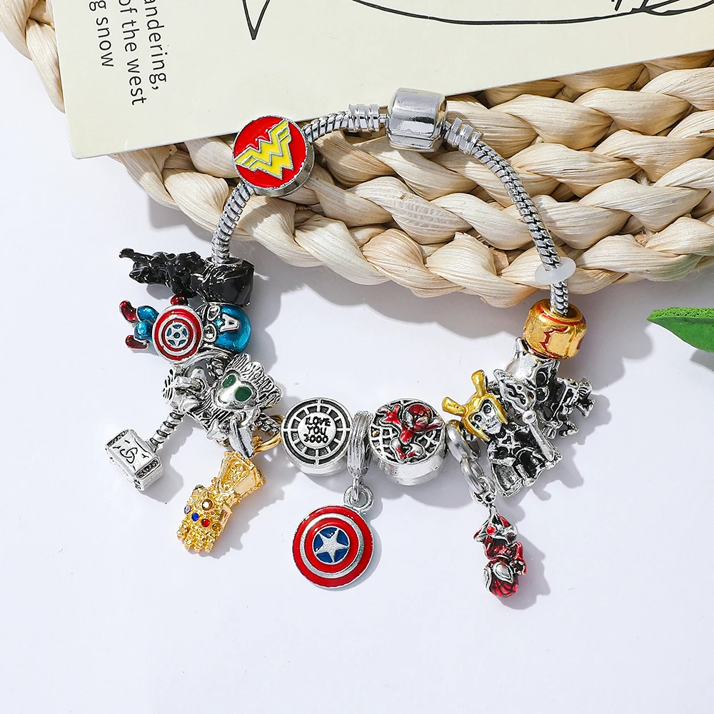 Disney Cartoon Marvel Bracelet Classic Fashion Anime Pendant Accessories for Best Friend Superheroes Pendant Bracelet Gifts