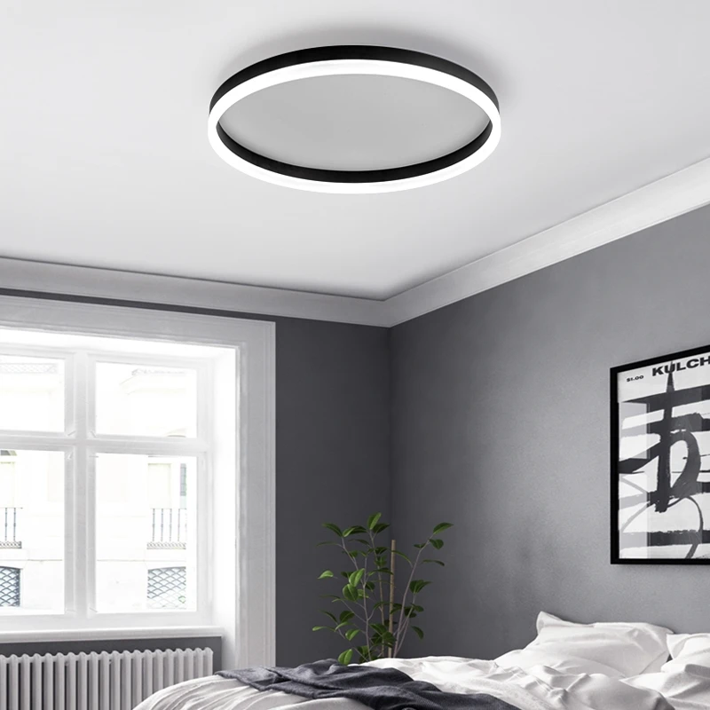 Simple Round Bedroom Led Ceiling Lights Modern Home Decor Lampen Nordic Living Room Ceiling Lamp Lighting Black/White 110 220V