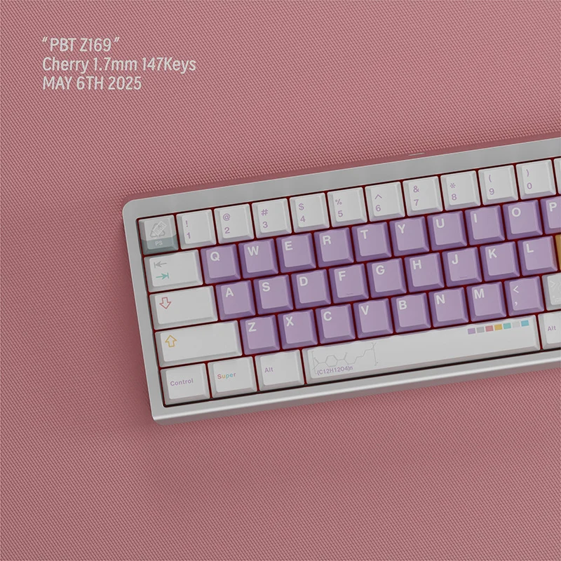 

151 клавиш SHSOSK PBT Z169, вишневый профиль, пластиковая химическая тема, термосублимационные колпачки для механической клавиатуры MX Switch