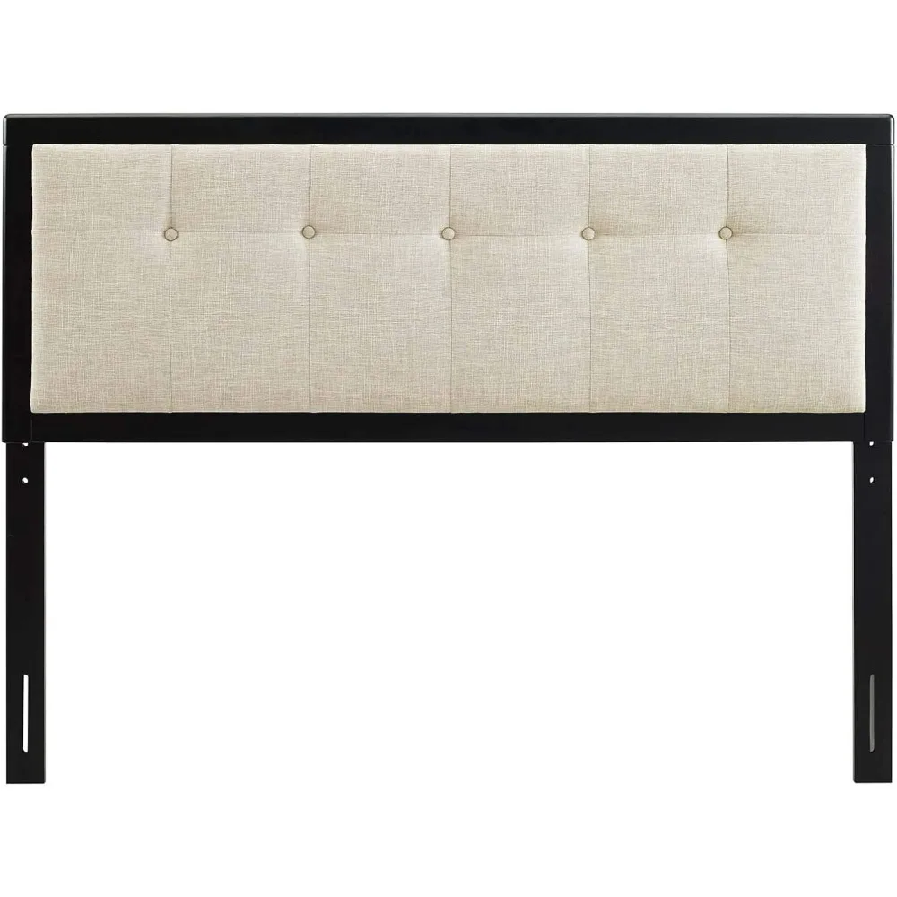 

Stylish Design Fabric and Wood Headboard in Black Beige