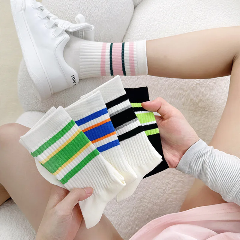 

5 Pairs Pack Japanese Style Mid-Calf Simple Versatile Women's Socks