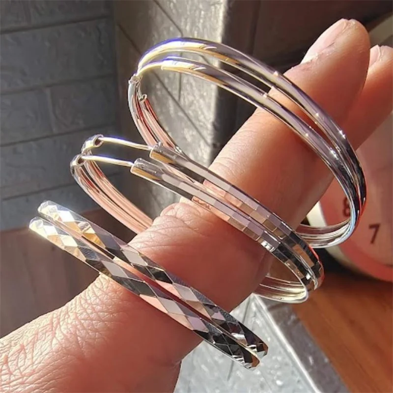 316L Edelstahl 3-6CM Schneidbare Creolen für Damen, modisch, gelbgoldfarben, Ohrringe und Ringe, Schmuckgeschenke – Detail 7