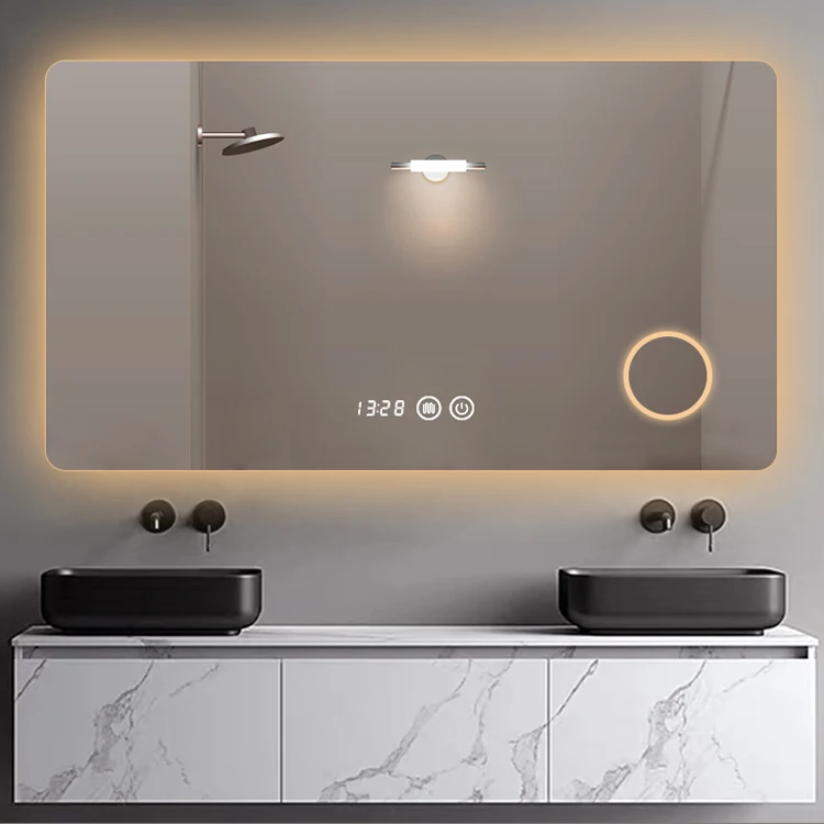 Espelho led americano com moldura preta, espelho personalizado de tamanho grande para salão de beleza com luz led com ce