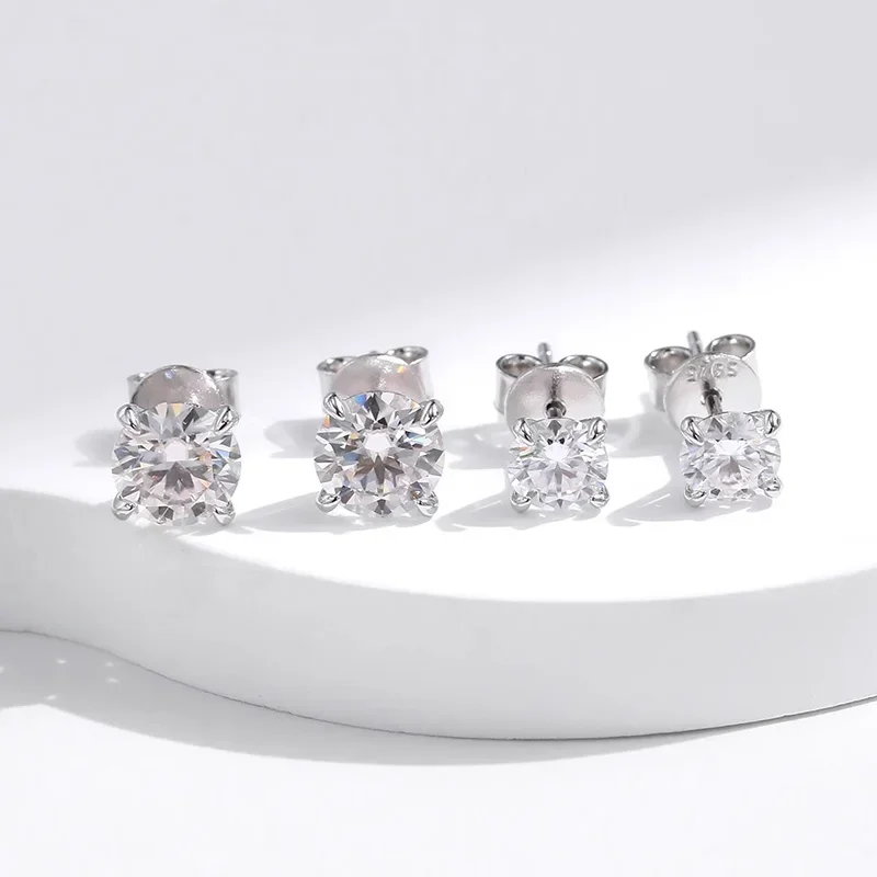 0.2-5ct D Color Certified Moissanite Earring for Women Man S925 Sterling Silver Wedding Diamond 4 Claw Stud Earrings Jewelry