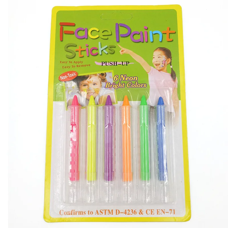 Lápices de pintura facial de 6 colores, estructura de empalme, crayón de pintura facial, lápiz de pintura corporal de Navidad, maquillaje de fiesta para niños