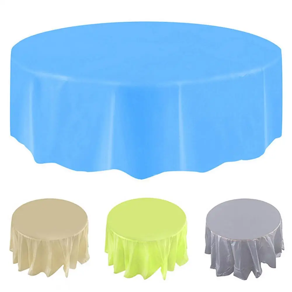 210cm Plastic Round Tablecloth Waterproof Multicolor Disposable Circular Table Cloth Cover for Wedding Party Decoration